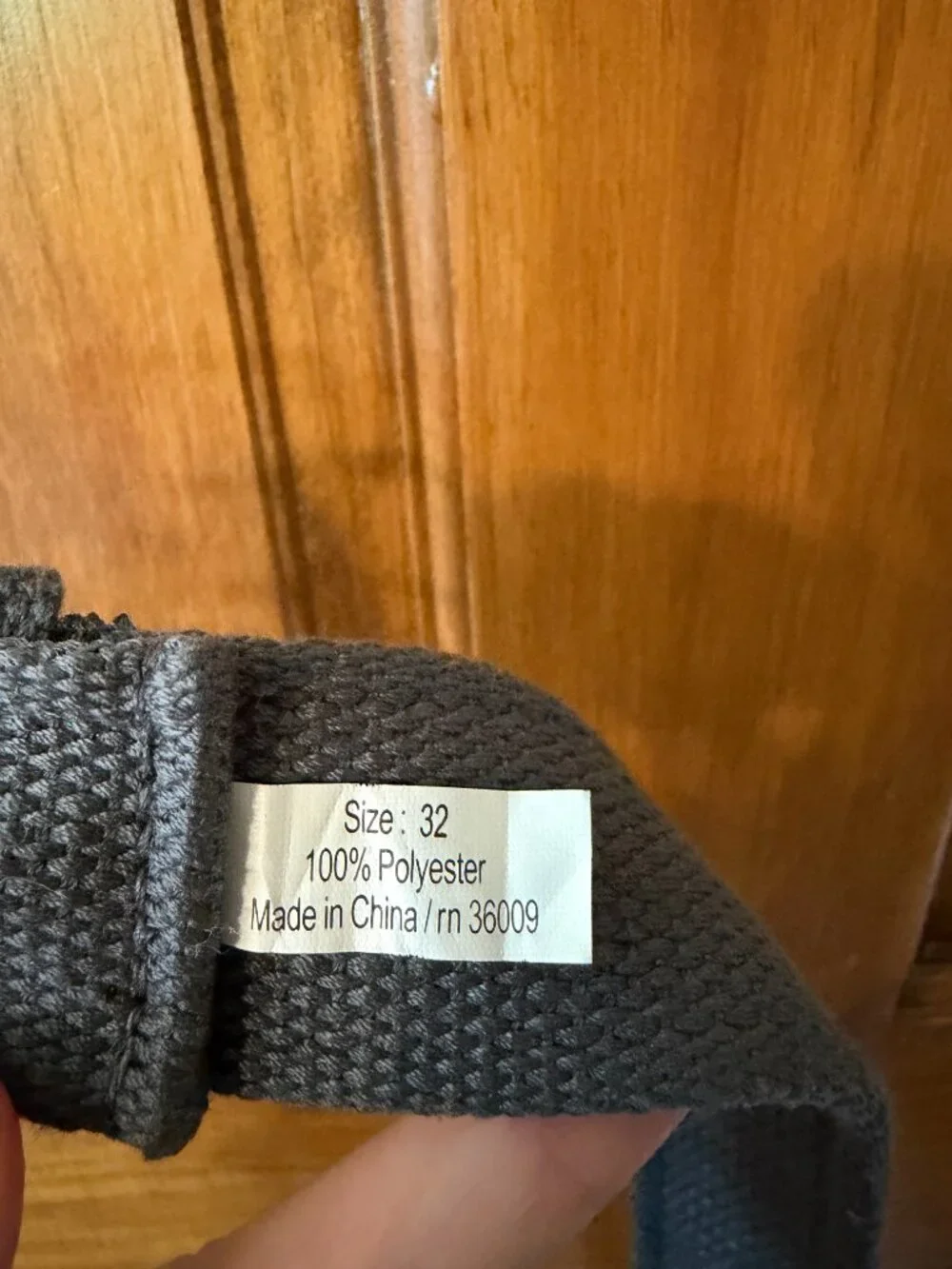 Charcoal Gray Canvas Web Belt Gunmetal Buckle Faux Leather Trim Size 32